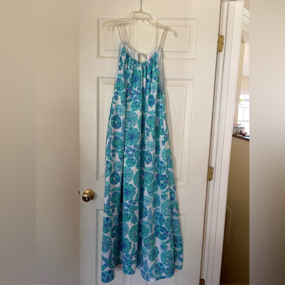 Lilly Pulitzer Teal and Blue Patterned Maxi Dress